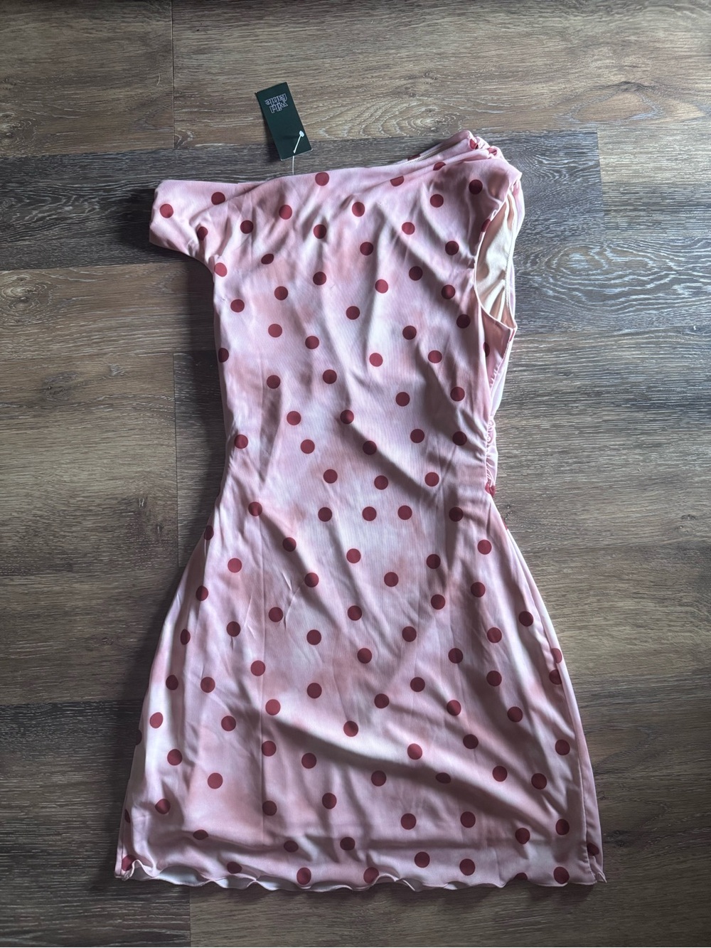 Wild-fable Pink Polka Dot Dress off the shoulder - Picture 4 of 7